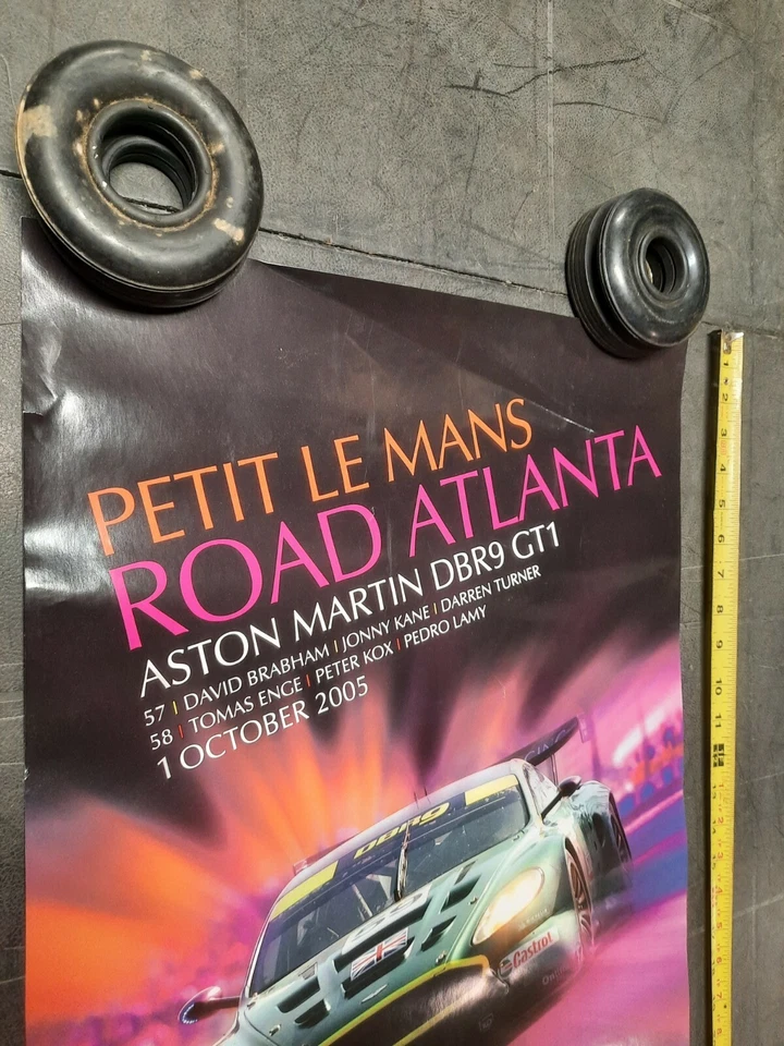 LE Mans Aston Martin DBR9 GT1 Road Atlanta Petit  2005 Poster 2 sided original  - Image 2 of 4
