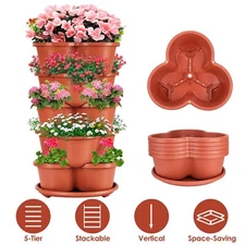 Stackable Planter Garden Tower Outdoor Planter for Flowers Vegetables Yard Rack