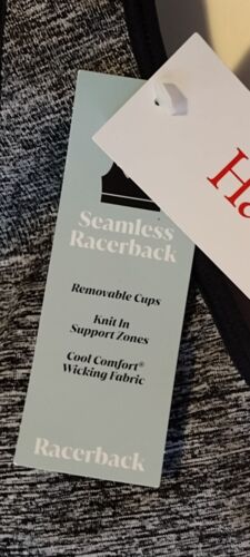 HANES SEAMLESS RACERBACK REMOVABLE PADS PULLOVER SIZE LARGE HEATHER BLACK NWT - Picture 7 of 8