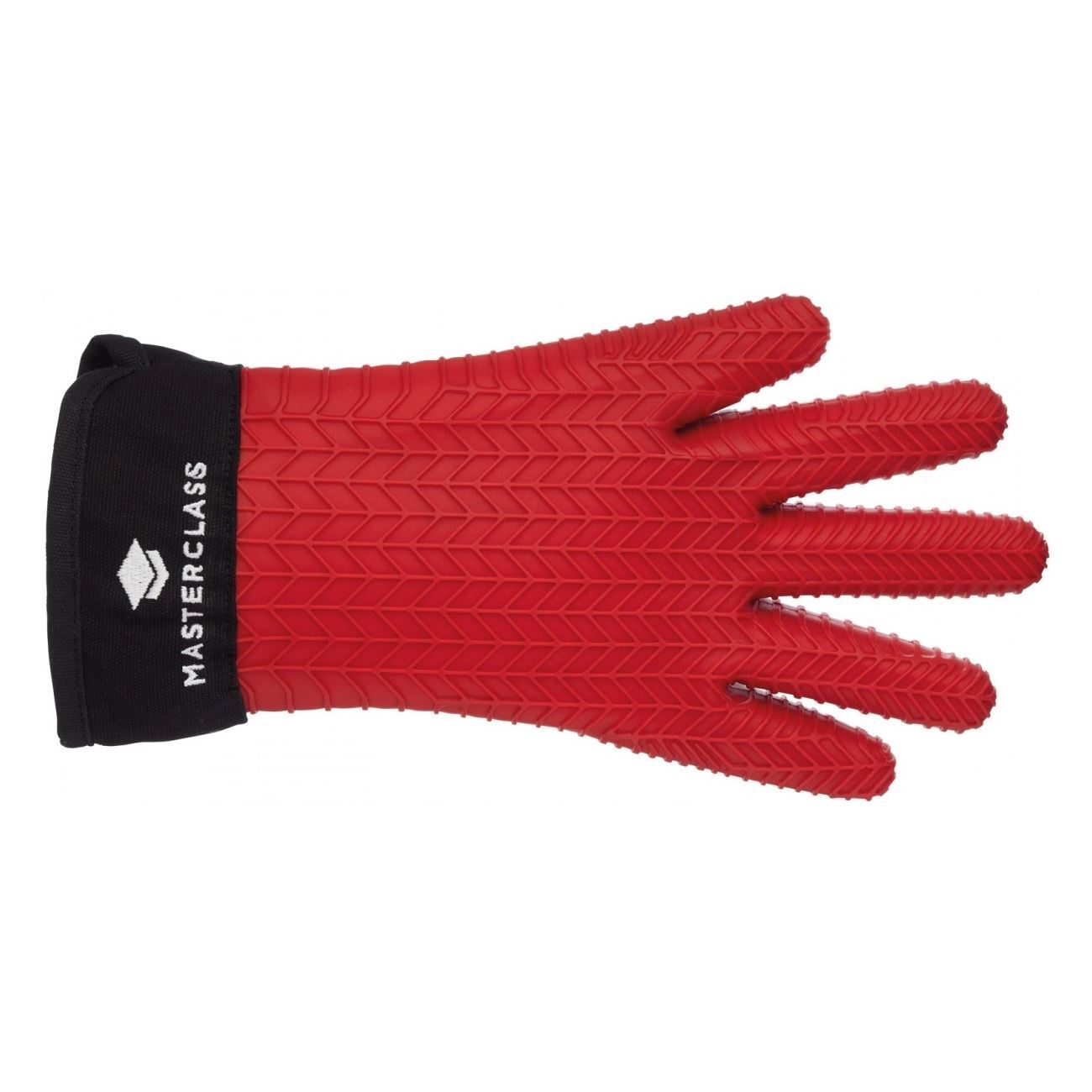 MasterClass Red Single Silicone Fingers Oven Glove Fleece Lined Kitchen Mitt