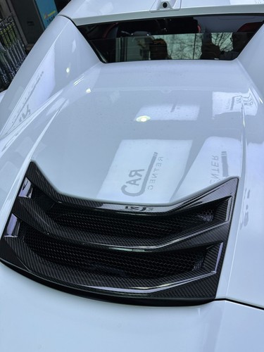 Real Carbon Rear Hood Hatch Vent Trim Scoop For C8 Corvette Z06 Z51 Convertible - Picture 5 of 12