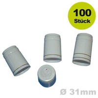 Schrumpfkapsel Weiss 31,5 X 55 Mm ( 100 St )Anschrumpfkapsel Flasche Versiegeln