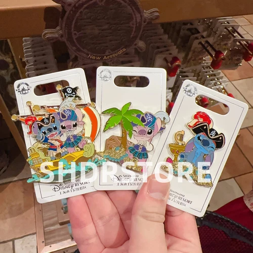 Disney Pin Authentic 2024 Piraten Stitch Engel 3 Pins Set Disneyland Exclusive - Bild 1 von 1