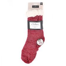 Women's Solid Sparkly Plush Sherpa Fleece Lined Slipper Socks