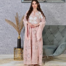 Long Dress Embroidery Maxi Robe Abaya Muslim Women Kaftan Ramadan Formal Party