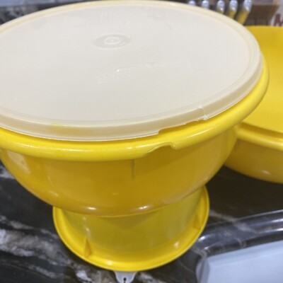 Set Of 3 Vintage Tupperware Bowls with Lid Fix-N-Mix Sunshine