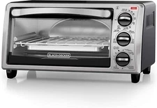 BLACK+DECKER 4-Slice Convection Oven, Stainless Steel, Curved Interior Fits a 9 