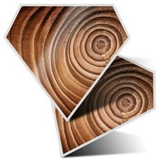 2 x Diamond Stickers 7.5 cm - Tree Trunk Wood Section Rings  #16844