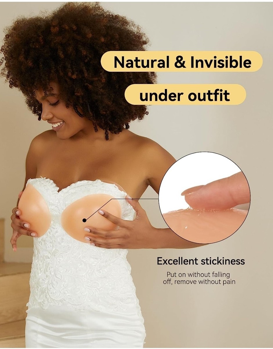 bra cups for strapless dress Push up Silicone B Cup Bra Amazon best-seller Lightweight fabric khonts,Women's Silicone Sticky Bra Cups