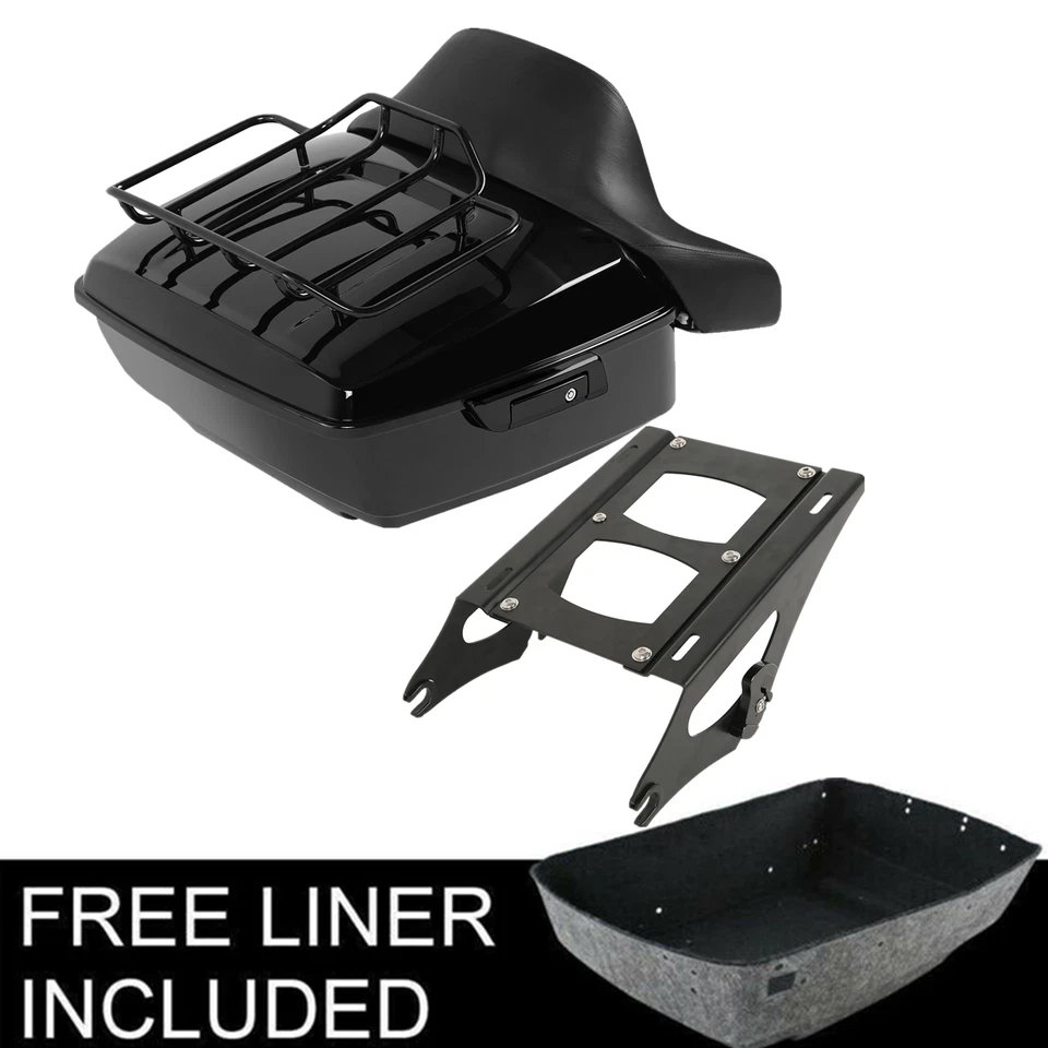 King Trunk Mount Rack Pad Fit For Harley Davidson Touring Road Glide 14-25 Black - Image 2 of 4