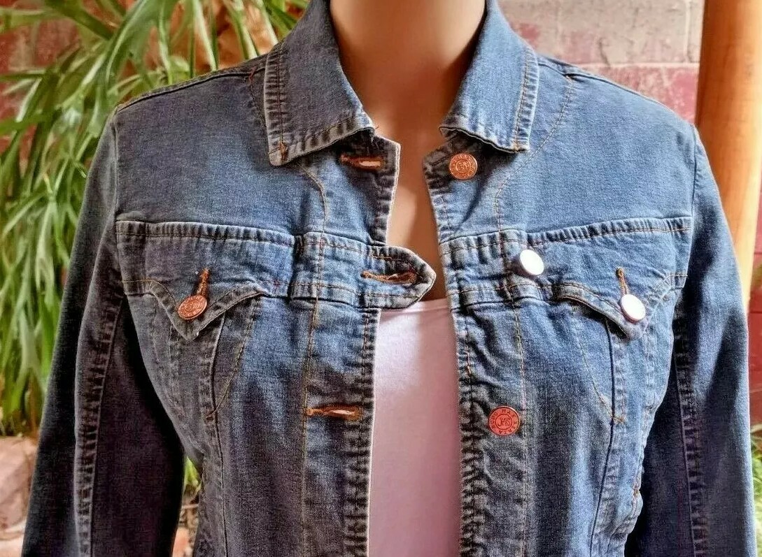 Vintage BCBG MAXAZRIA Distressed Denim Moto Biker… - image 4