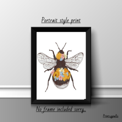 HUMMEL A4 DRUCK BILD POSTER WALLART WOHNDEKO UNGERAHMT NEU GESCHENK BLUME