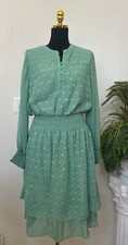 NWT Tahari Spring Sage Midi Tiered Embroidered Boho Peasant Dress Size L/G, $138