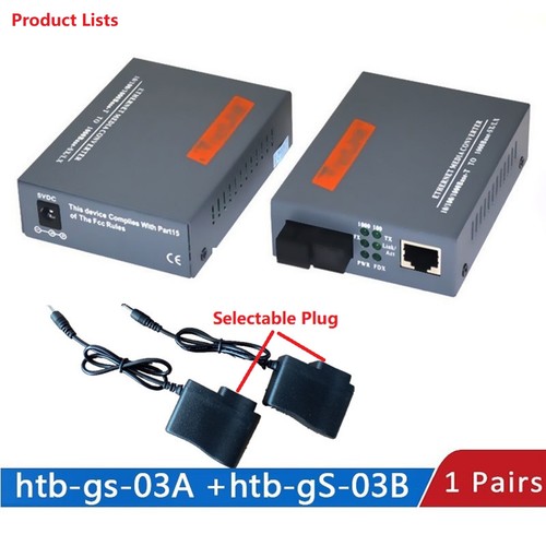 3km Gigabit Single Fiber SC Port External Power Supply Optical Media Converter d - Afbeelding 5 van 12