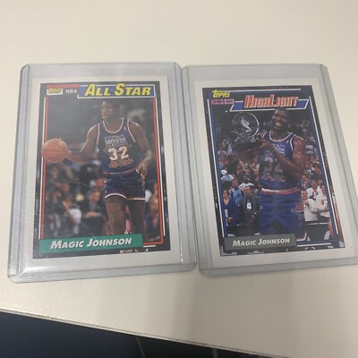 Lot of 2 1992 Topps  MAGIC JOHNSON #2 and 126 All-Star Los Angeles Lakers NM
