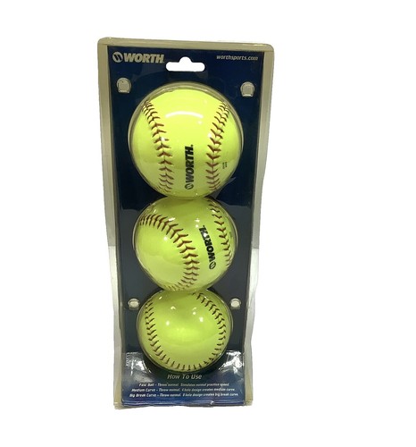 Lot De 3 Balles De Softball Worth Protac FPEX10SPY Pour Entraînement – Jaune/Orange – 10 Pouces