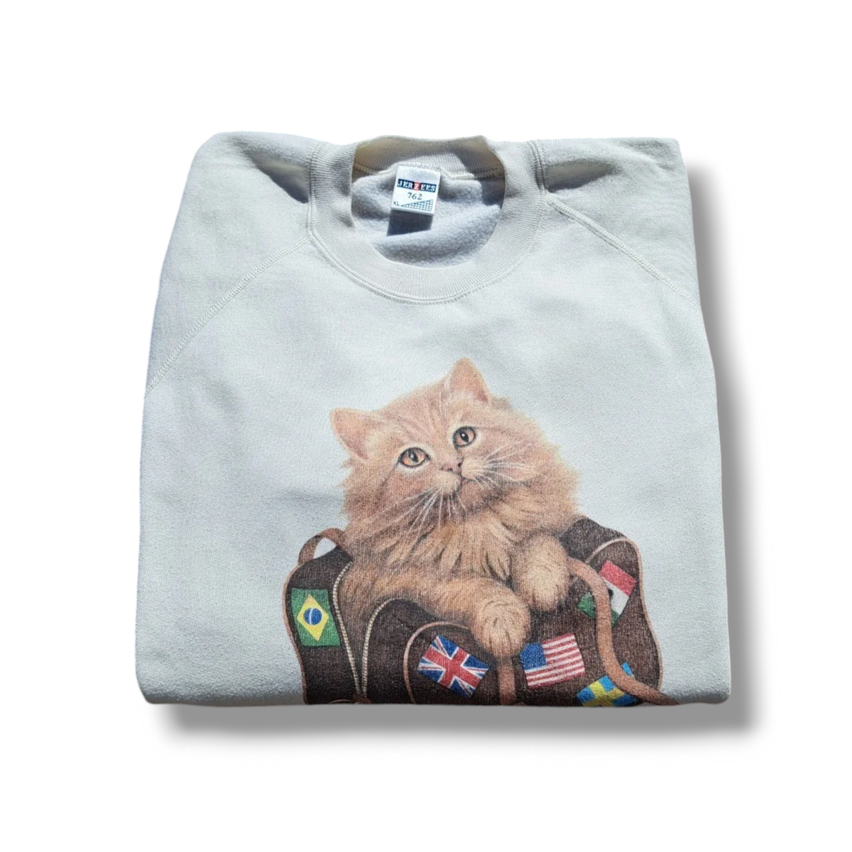 Jerzees felpa gatto viaggiare vintage fine anni 90 taglia XL