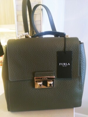 NWT FURLA ITALY BELLA Pebble Leather Backpack Olive Green w  display picture 2