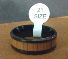 Men's Unisex artificial inlayed Wood Wedding Ring size 12 Black Stainless Steel
