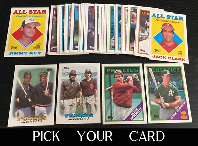 1988 TOPPS baseball card single   PICK YOUR CARD   base set - commons & stars