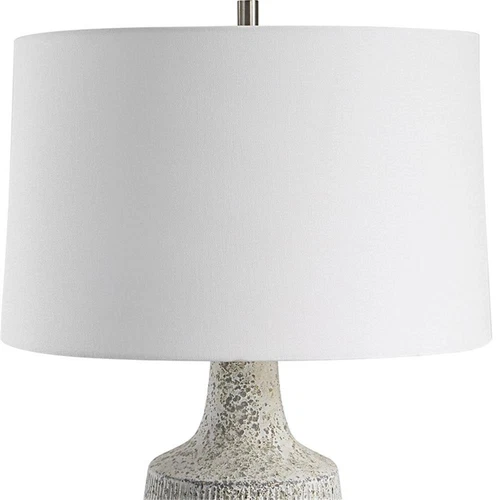 Uttermost Scouts Farmhouse Steel and Ceramic Table Lamp in Gray/Off White - Picture 4 of 8