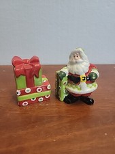 Vintage Fitz And Floyd Santa & Toy Sack Salt & Pepper Set 1996 Omnibus Ceramic