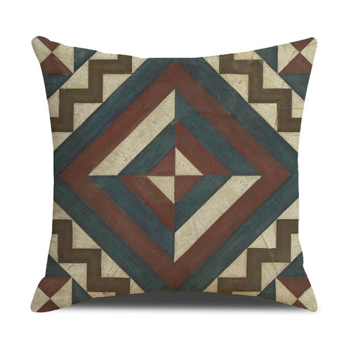 18" Vintage Geometric Decor Linen Throw Pillow Case Tribal Eastern Cushion Cover - Picture 9 of 9