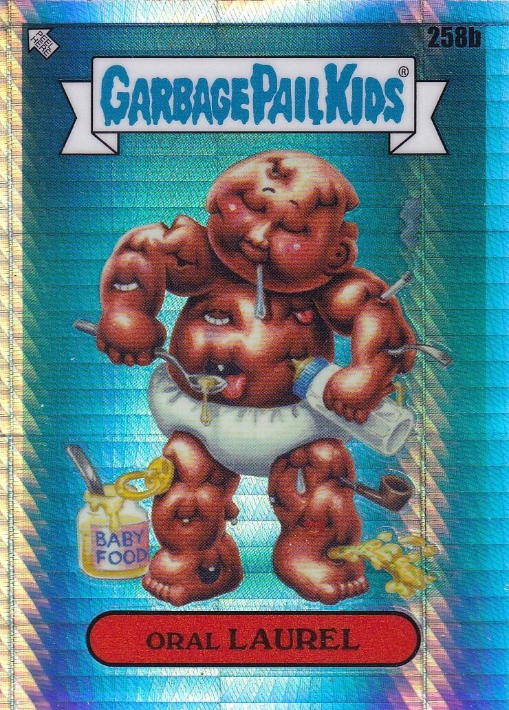 Oral Laurel #258B Prism Refractor PSA 10 Garbage Pail Kids card front