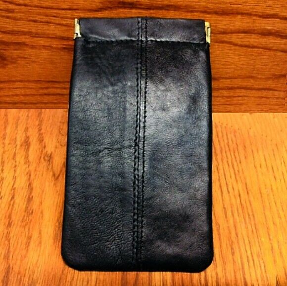 Leather Safety and trust Eyeglass Case ~ Purse Coin Choice Long BLACK