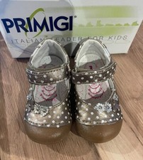 PRIMIGI GIRLS TAUPE SPOTTED FLOWER DETAIL LEATHER SHOES GLITTER SOLE SALE £15.99