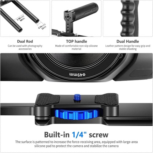 NEEWER Aluminum Alloy Camera Cage Filmmaking Rig with Top Handle for Sony - Picture 4 of 8