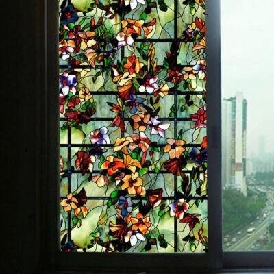 3D Statisch Haften Fenster Films Mattiert Buntes Kamelie Glas Sticker Wohnkultur - Bild 1 von 4