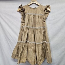 Anthropologie En Saison Edna Tan Tiered Mini Ruffle Dress Size XS