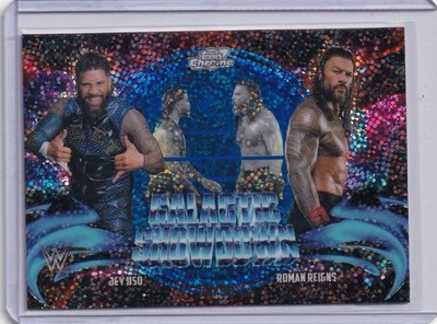 2026 Topps WWE Cosmic Chrome ROMAN REIGNS - JEY USO Blue Moon Refractor 53/99