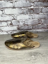 Sabah Baba Big Bend Olive Shearling Bronze Slippers Mules Flats Women 36EU/6M US