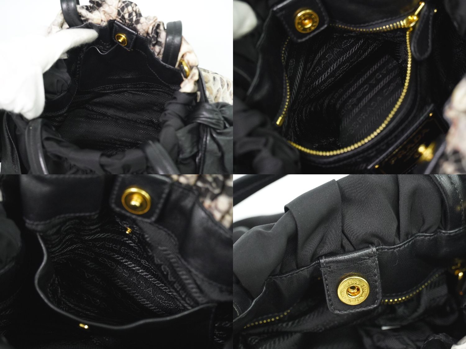 PRADA Python Pattern 2W Shoulder Bag Black Nylon … - image 8