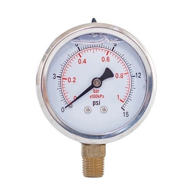Glyzerin gefülltes Compound-Manometer, 2 Zoll Durchmesser, 1/4 NPT, Montage, 