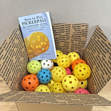 45 Outdoor Pickleball Balls Mixed Colors Standard Size Lot w/ How to Play book