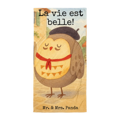 Duschtuch Eule Frankreich Design - Geschenk Handtuch La Vie Est Belle Strand..