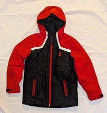 Spyder Youth Full Zip Insulated Jacket Sz M Black Red