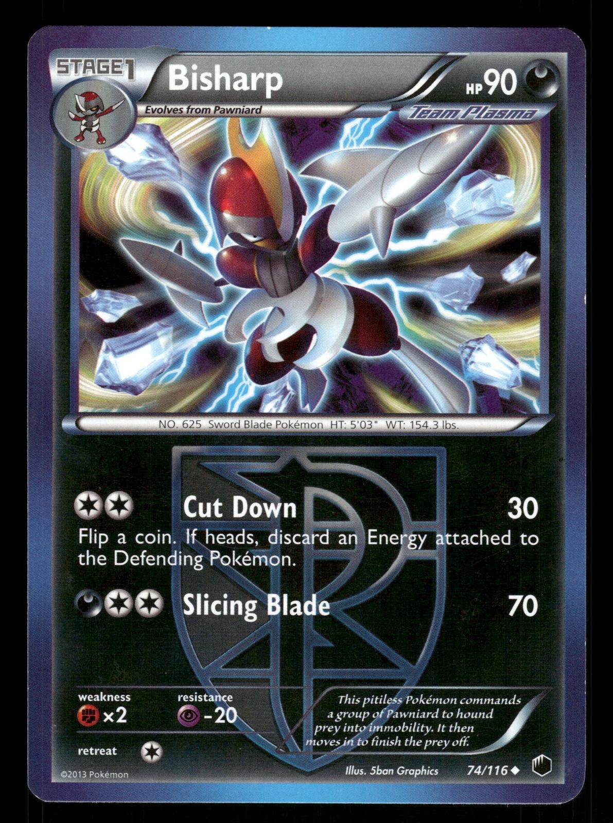 Bisharp 74/116 Uncommon Plasma Freeze Pokemon Moderately Played