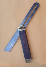 Early Bevel T-Square with Brass Trim and Large Brass Turnscrew