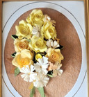 Vintage Delicate Handmade Framed Paper Flower Arrangement Roses & Daisies — photo 2