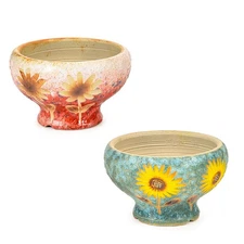 Sungmor 6.5 Inch Large Succulent Plant Pots, Pretty Hand Painted Ceramic Planter