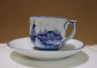 Antique Swain Germany 1.75" Tall Blue Sailboats Delft Demitasse Teacup & Saucer — photo 3