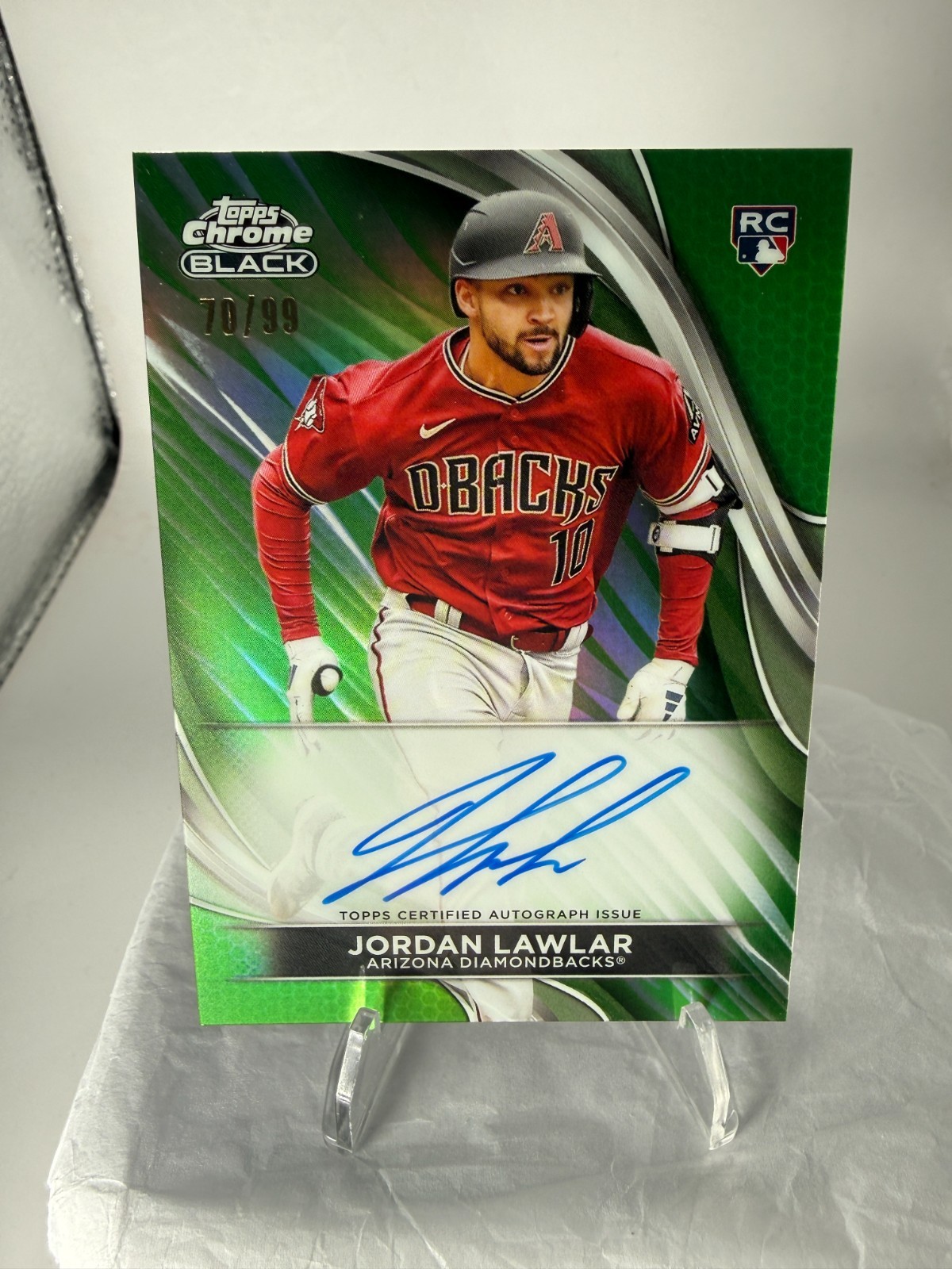 2024 Topps Chrome Black Jordan Lawlar Green /99 Auto CBA-JL