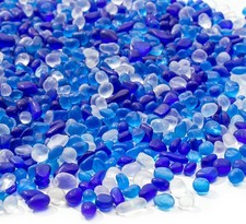 Keedolla 0.5 Lb Colorful Blue Sea Glass Pebbles LB, Clear  Mix