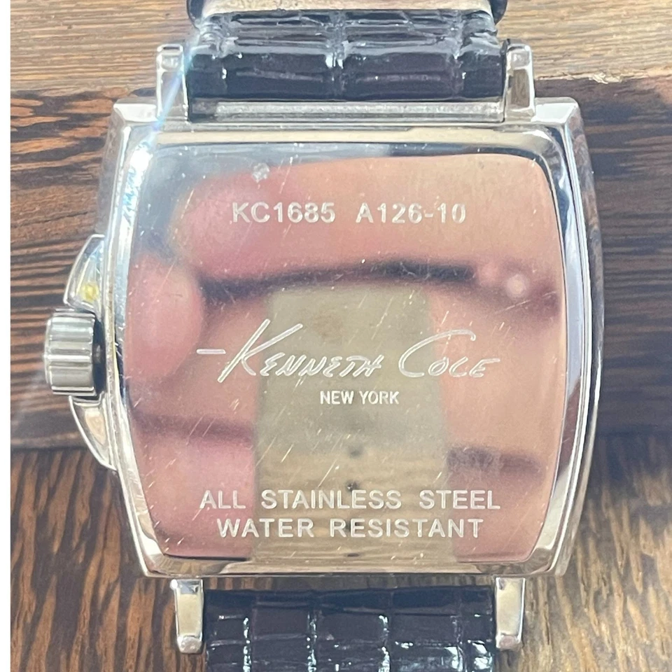 Kenneth Cole New York KC1685 A126-10 Men’s Black Dial Rectangular Quartz Watch - image 3 of 4