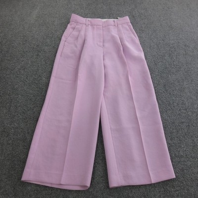 Wilfred Dress Pants Womens 2 Pink Crepe Cropped Wide Leg Pleated High Waist