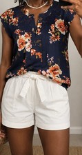 Daniel Rainn S Blue Floral V-Neck Cap Sleeve ...
